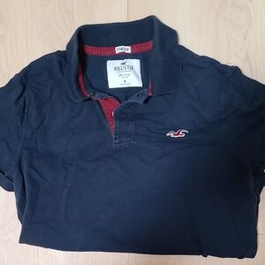 Hollister Men's Navy Polo with Red Accents